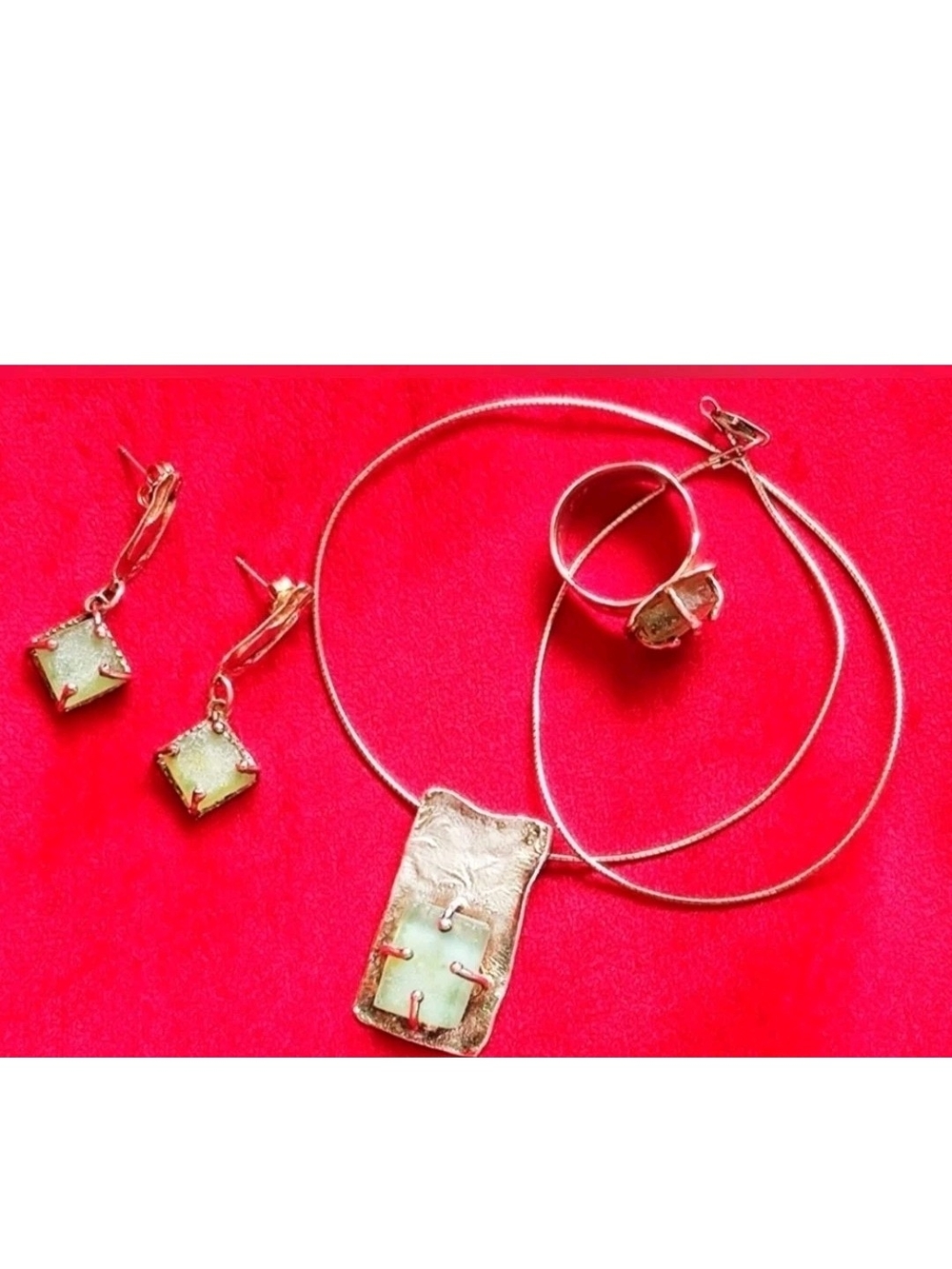 Luli Hamersztein Roman Glass Necklace Earrings & Ring 925 Silver Set Marked